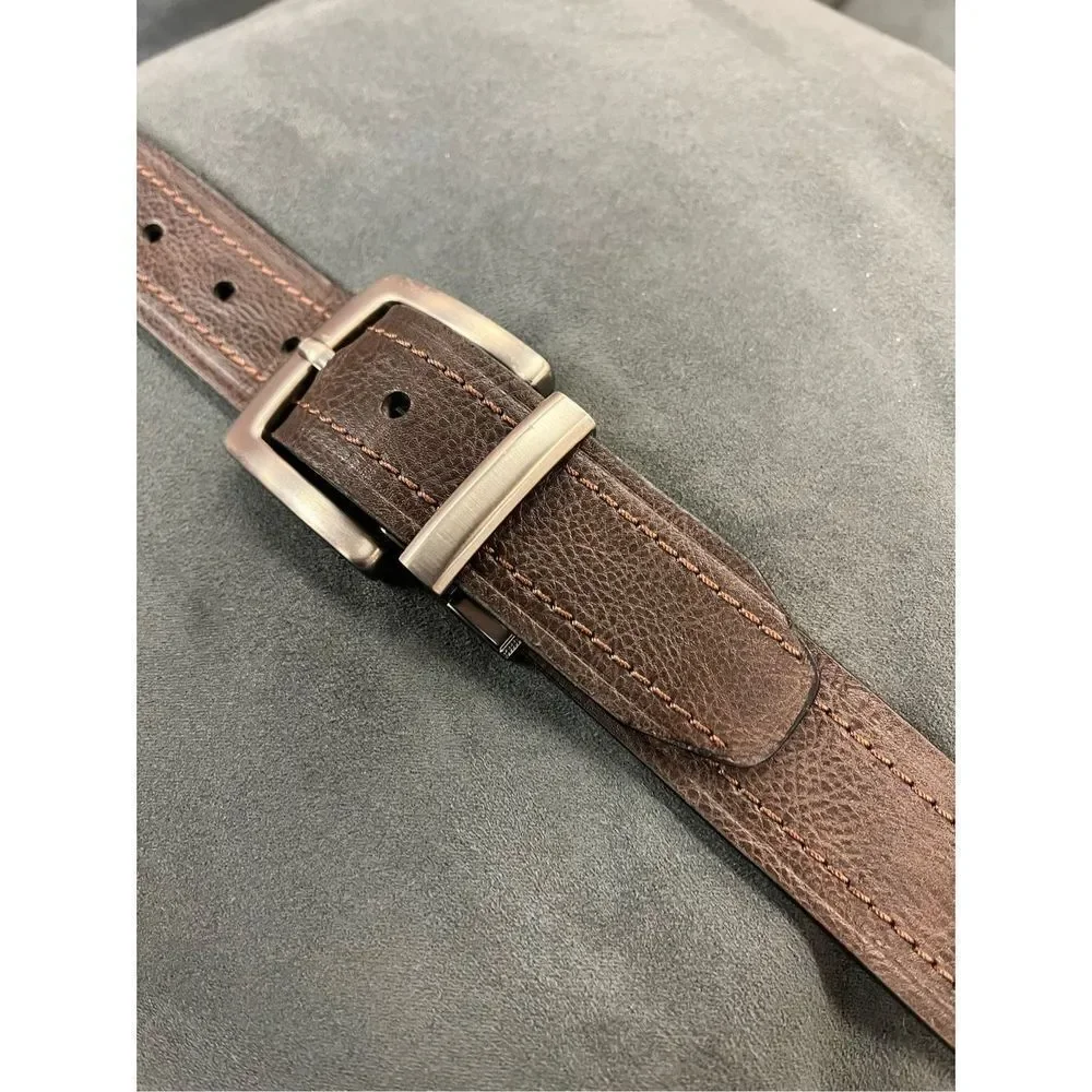 Columbia Brown Leather Silver Buckle Belt sz 38-40 EUC